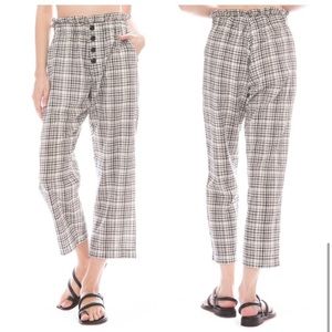 The GREAT Gunny Sack Paperbag Waist Trousers in Patchwork Plaid Size 2